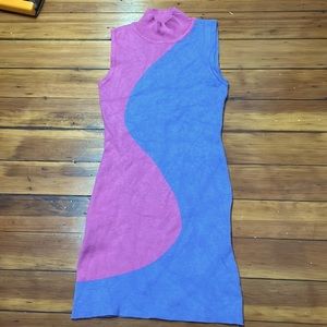 dress, purple/ pink, tight, high neck